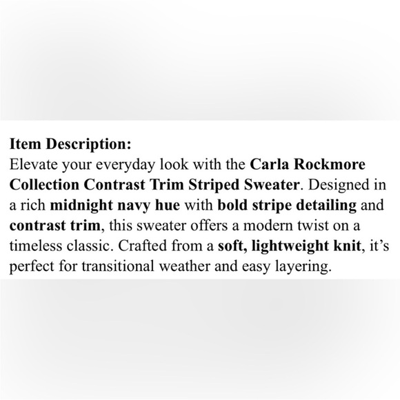Carla Rockmore Collection Striped Sweater Contrast Trim Navy White Lime Womens S - Picture 12 of 12